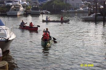 The canoes drifting along